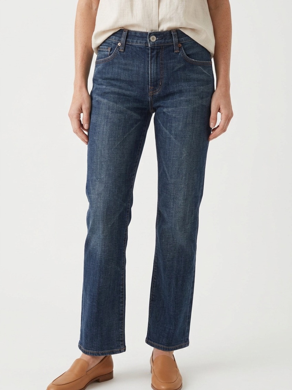7 FOR ALL MANKIND | Dark Blue Wash Ankle Cropped Denim Jeans Women’s Size 28 (6)